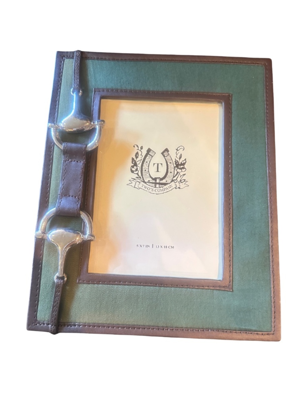 NEW Two's Company Equestrian Green Standing Picture Frame - 5x7